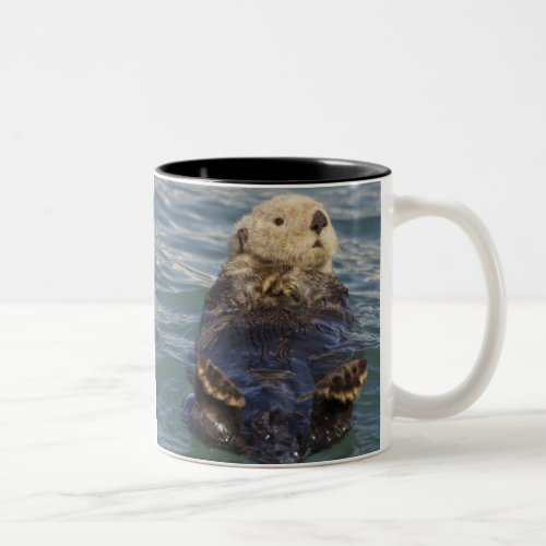 Sea otters play on icebergs at Surprise Inlet Two_Tone Coffee Mug