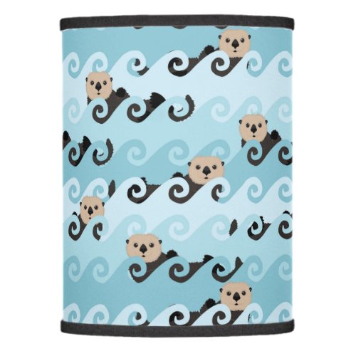 Sea Otters Riding the Waves Lamp Shade