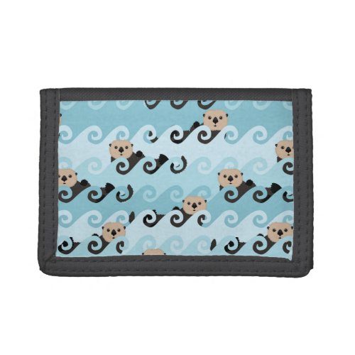Sea Otters Riding the Waves Tri_fold Wallet