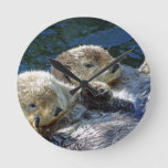 Sea-otters Round Clock at Zazzle