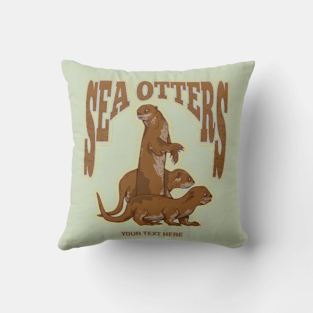 Sea otters throw pillow (Back)