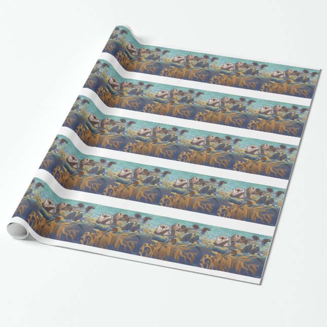 Sea Otters Wrapping Paper (Unrolled)
