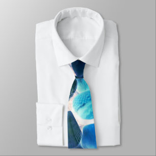 Sea oyster shell, colors changed blue to grey neck tie