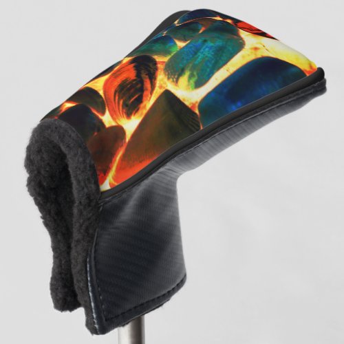 Sea oyster shell on red_hot volcanic lava or ember golf head cover