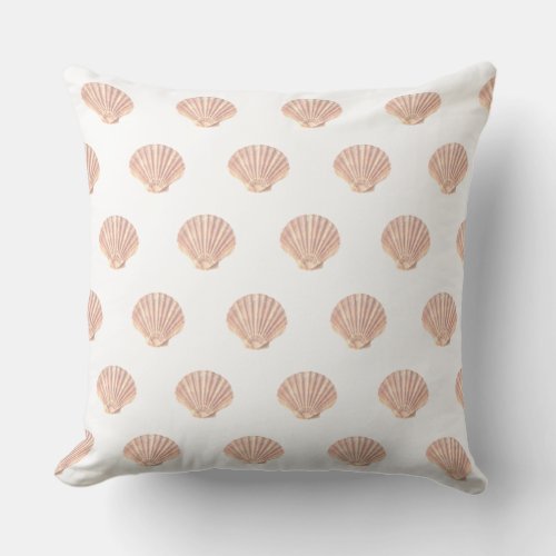 Sea oyster shell pattern on white throw pillow