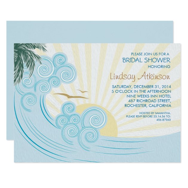 Sea Palms Beach Bridal Shower Invitations