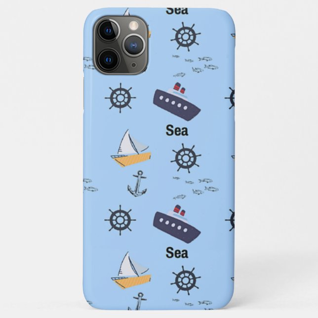 Sea pattern on blue Case-Mate iPhone case (Back)