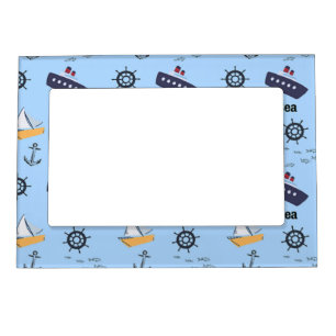 Sea pattern on blue magnetic frame