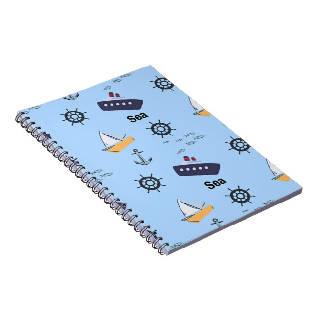 Sea pattern on blue notebook (Right Side)
