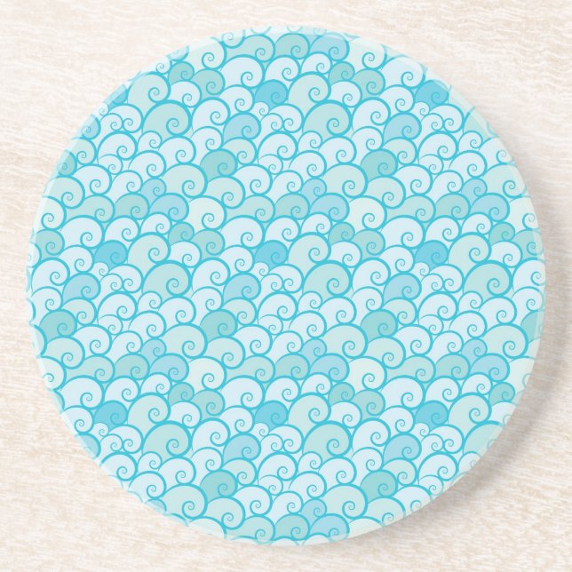 Sea Pattern Sandstone Coaster (Front)