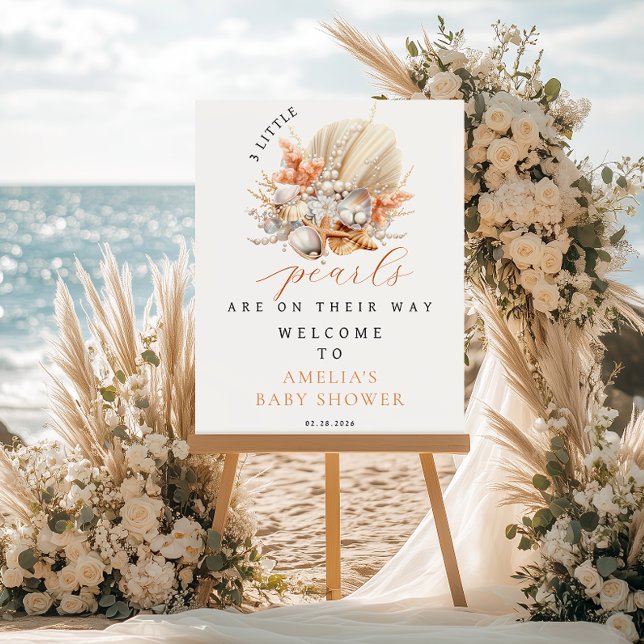 Sea Pearl Triplets Baby Shower Welcome Foam Board (Creator Uploaded)