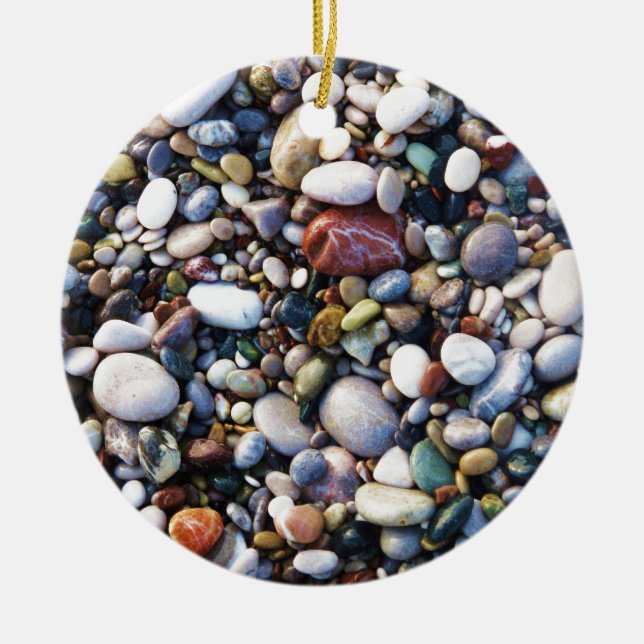 Sea Pebbles Beach Stones Rhodes Greece Ceramic Ornament (Front)
