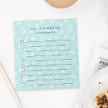 Sea | Personalized Science Teacher To-Do List Notepad<br><div class="desc">Wow your child's favorite teacher at the holidays or teacher appreciation week with this cool personalized to-do list notepad featuring a science themed pattern of microscopes, beakers, atoms, and books on a pastel sea green background. Personalize with your science teacher's name and an additional line of custom text (shown with...</div>