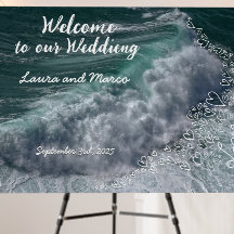Sea photography and doodle drawing of a wedding