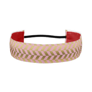 Sea Pink and Gold Herringbone Athletic Headband