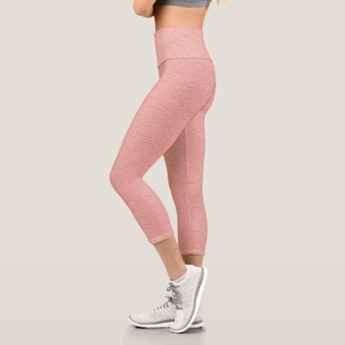 Sea Pink Sundown  Capri Leggings