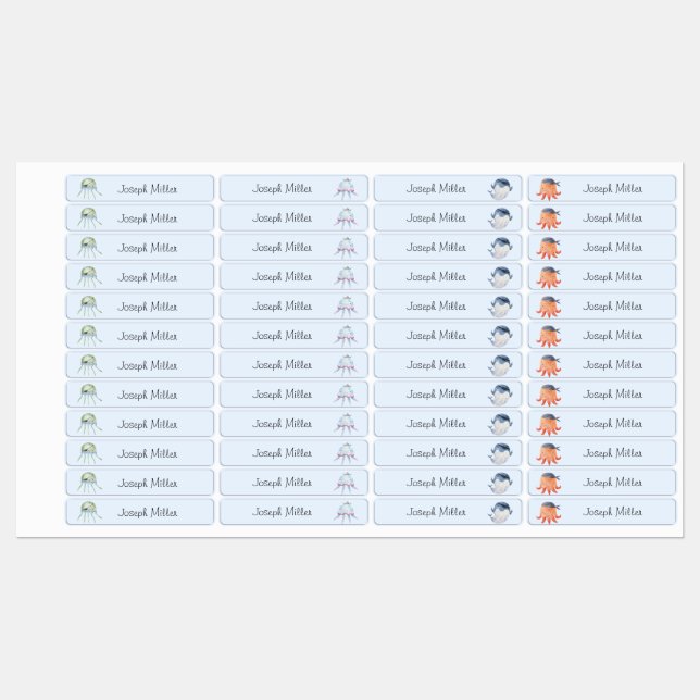 Sea Pirates Nursery Day Care Name Clothing Labels (Sheet)
