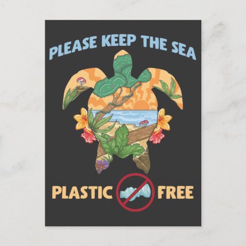 Sea Plastic Free Save Sea Animals Ocean Turtle Postcard