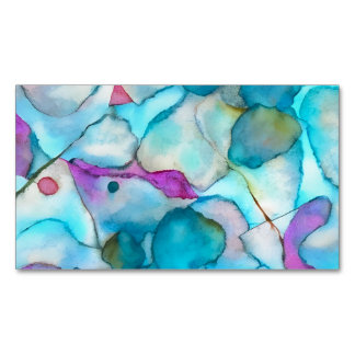 Sea Poison: Abstract Blue, Pink and Teal Design Business Card Magnet