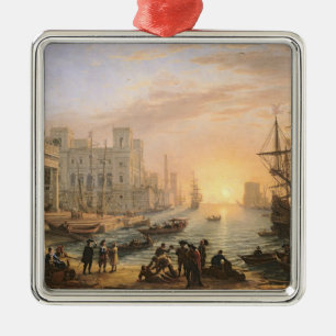 Sea Port at Sunset, 1639 Metal Ornament