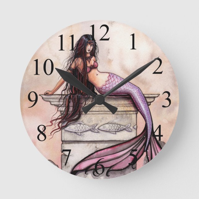 Sea Princess Mermaid Fantasy Art Wall Clock (Front)