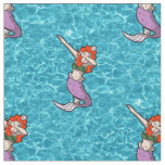 sea redhead dabbing mermaid fabric