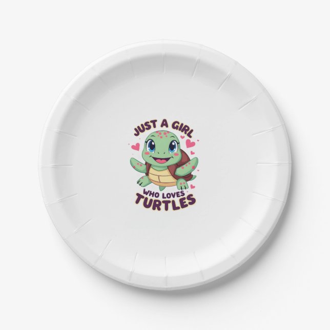 Sea Reptile Turtle Lovers Just A Girl Who Loves Tu Paper Plates (Front)