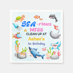Sea-riously Fun Ocean Protector Educational Party  Napkins