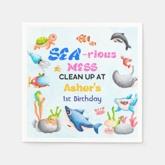 Sea-riously Fun Ocean Protector Educational Party  Napkins
