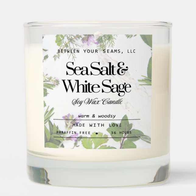 sea salt and white sage candle (Front)