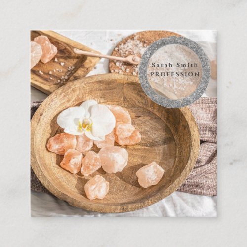 Sea salt orchids spa flower massage aromatherapy square business card