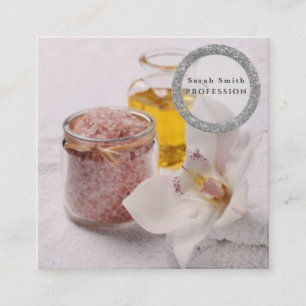 Sea salt orchids spa flower massage aromatherapy square business card
