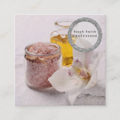 Sea salt orchids spa flower massage aromatherapy square business card