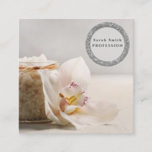 Sea salt orchids spa flower massage aromatherapy square business card