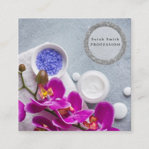 Sea salt orchids spa flower massage aromatherapy square business card