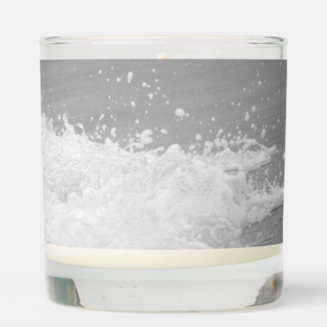 Sea Salt & White Sage Scent w/ Ocean Photography Scented Candle (Back)