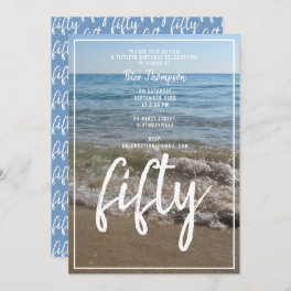 Sea & Sand Beach Waves 50th Birthday Party Invitation