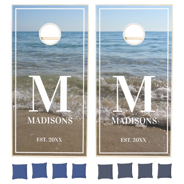 Sea & Sand Beach Waves Monogrammed  Cornhole Set (Set)