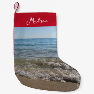 Sea & Sand Beach Waves Personalized Name Small Christmas Stocking