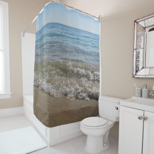 Sea & Sand Beach Waves  Shower Curtain (In Situ)