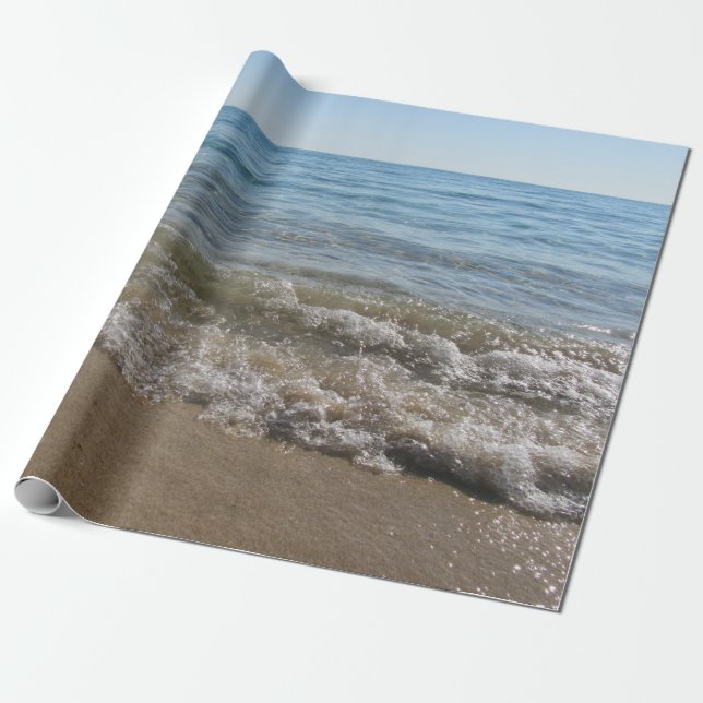 Sea & Sand Beach Waves  Wrapping Paper (Unrolled)