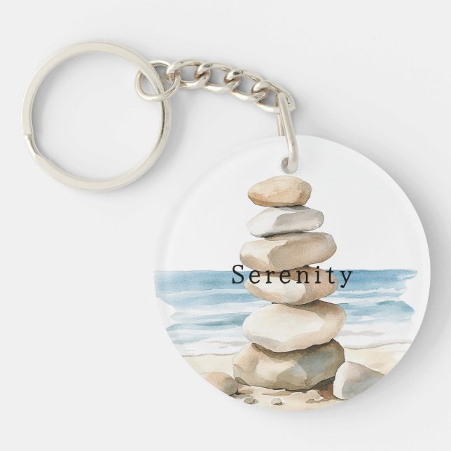 Sea Sand Rocks Serenity Beach Dream Keychain (Front)