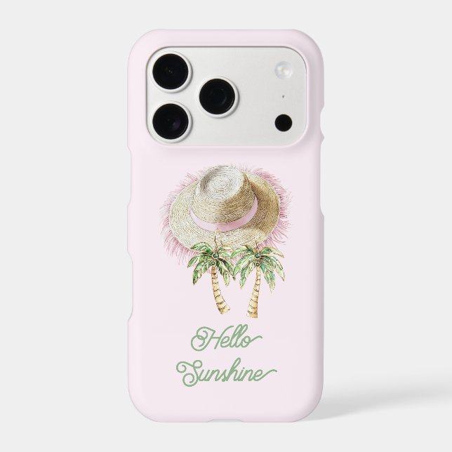 Sea Sand Sun Straw Hat Palm Trees Sunshine iPhone Case (Back)