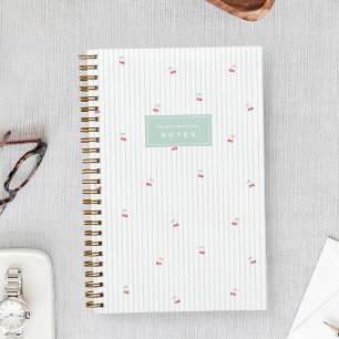 Sea Scattered Cherry Pinstripe Personalized Notebook
