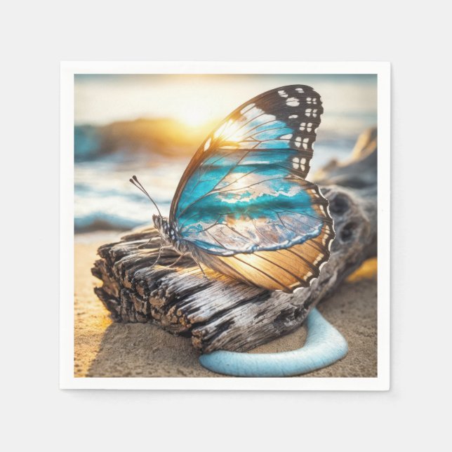 Sea Scene In Butterfly Wings Napkins (Front)