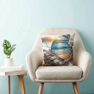 Sea Scene In Butterfly Wings Throw Pillow