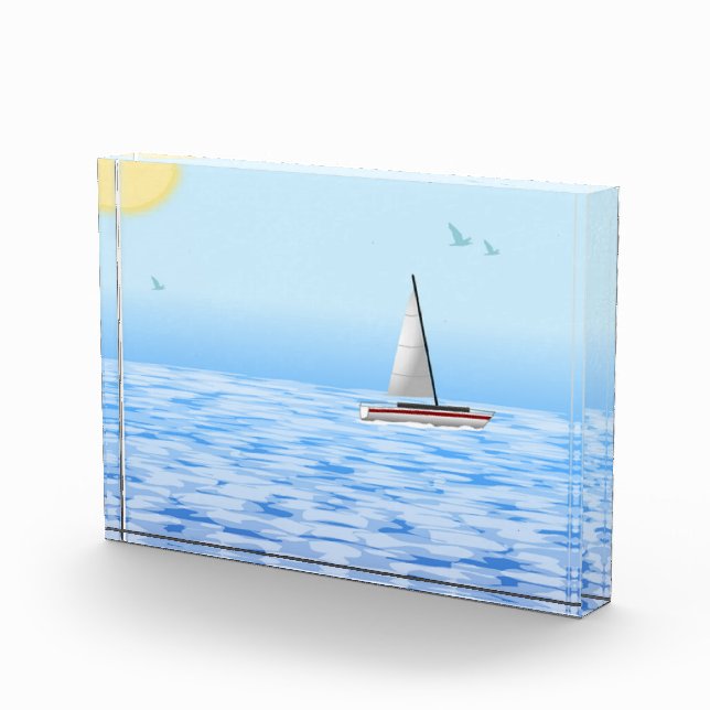 Sea scene with boat photo block (Right)