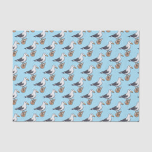 sea seagull on a seashell pattern tissue paper