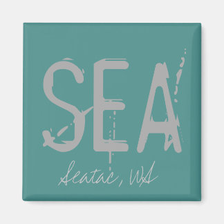 SEA Seattle Airport Code Typography Magnet