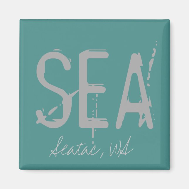 SEA Seattle Airport Code Typography Magnet (Front)